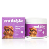 Mubble Shiny Coat Blend product packaging with a dog illustration on a white background