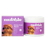 Mubble Shiny Coat Blend product packaging with a dog illustration on a white background