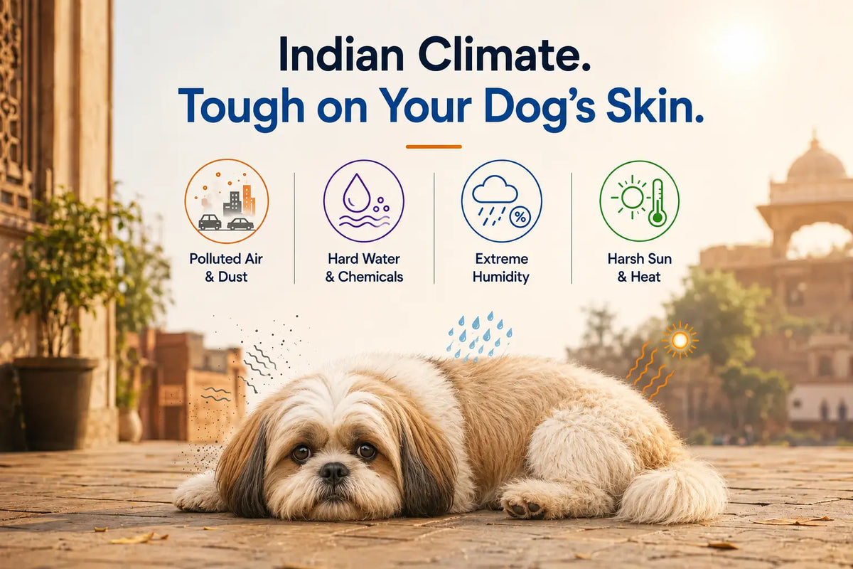 Indian Air. Indian Water. Indian Weather. Your Dog's Skin Pays the Price.